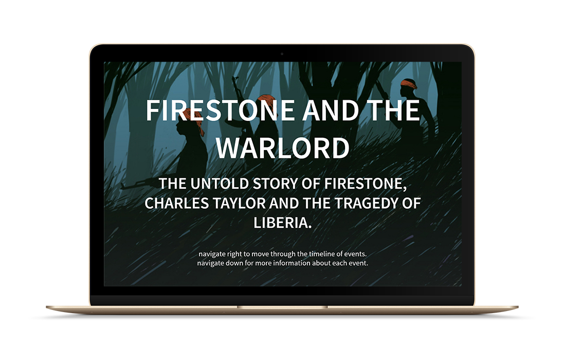 A screengrab of Firestone and The Warlord, a journalistic interactive timeline.